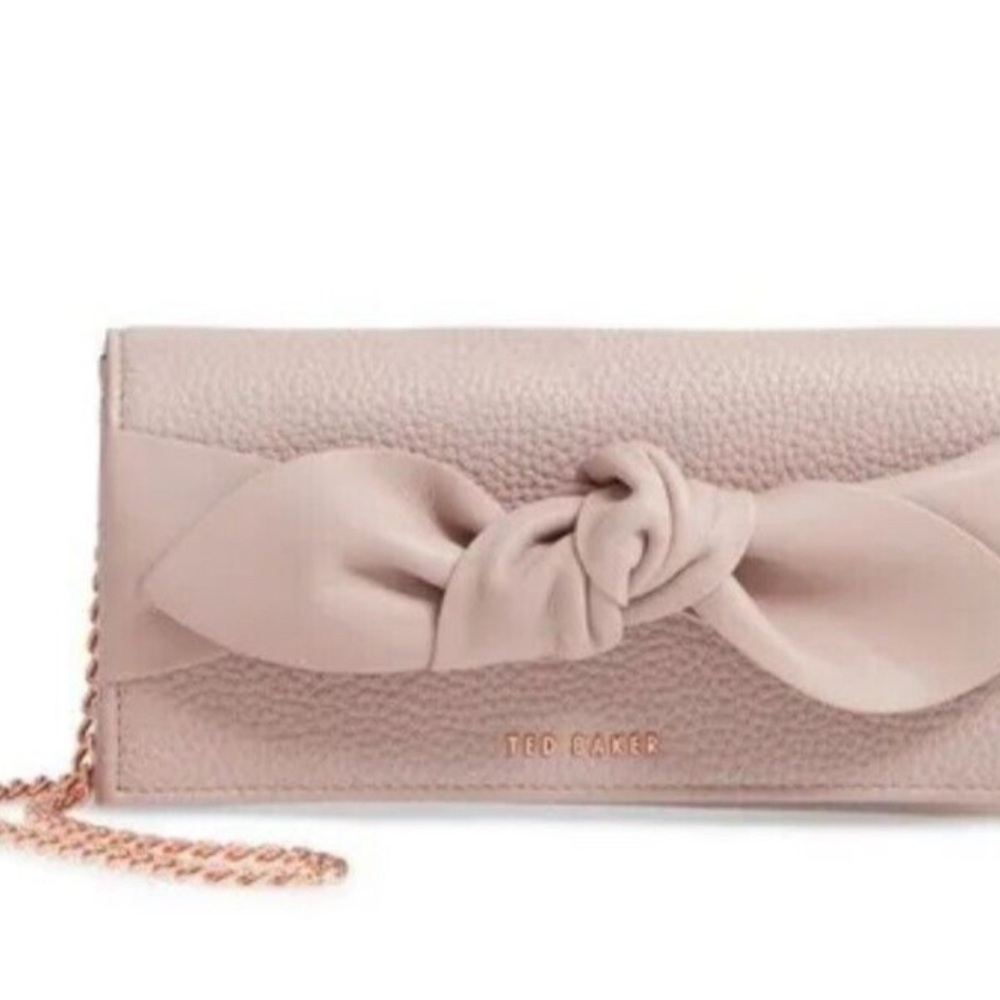 Ted Baker Pink Bow Clutch with Rose Gold Chain
